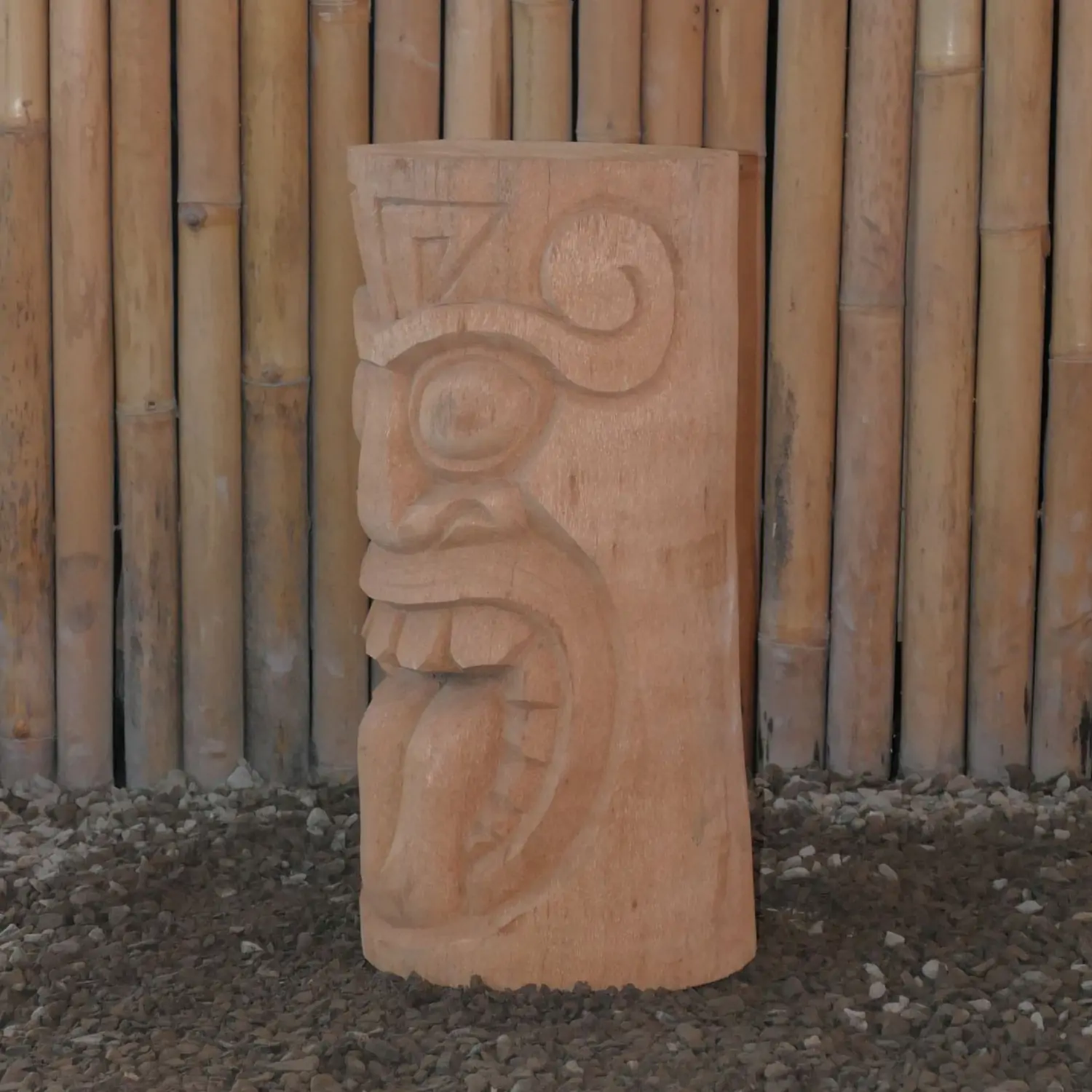 Product image 2 of the product “Tiki Statue Polynesia style. From coconut palm 50cm. Approx. 22-24cm dia. Model 2 - Tongue outstretched ”